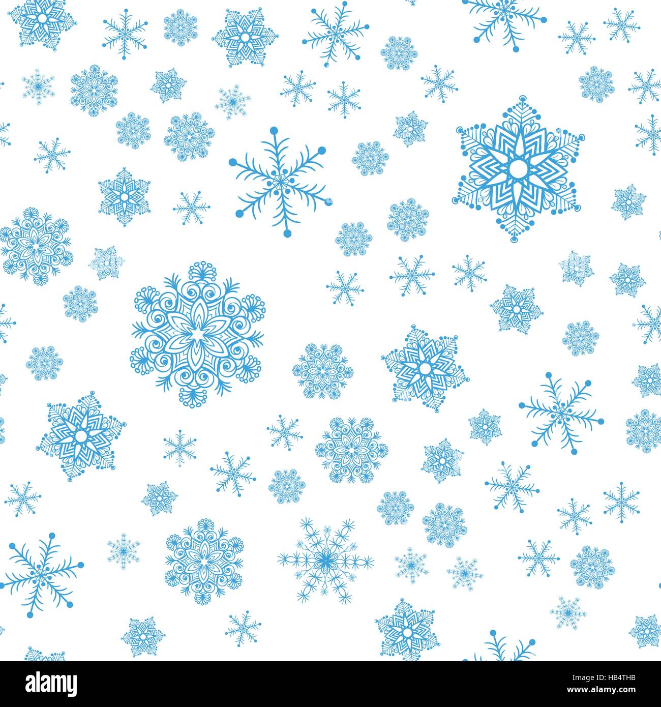 Christmas seamless pattern from snowflakes of different shapes on a ...