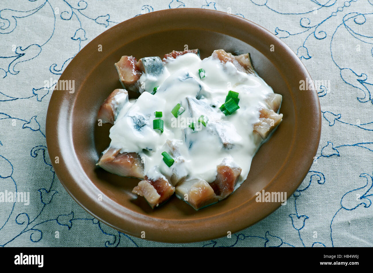 Estonian herring in sour cream Stock Photo Alamy