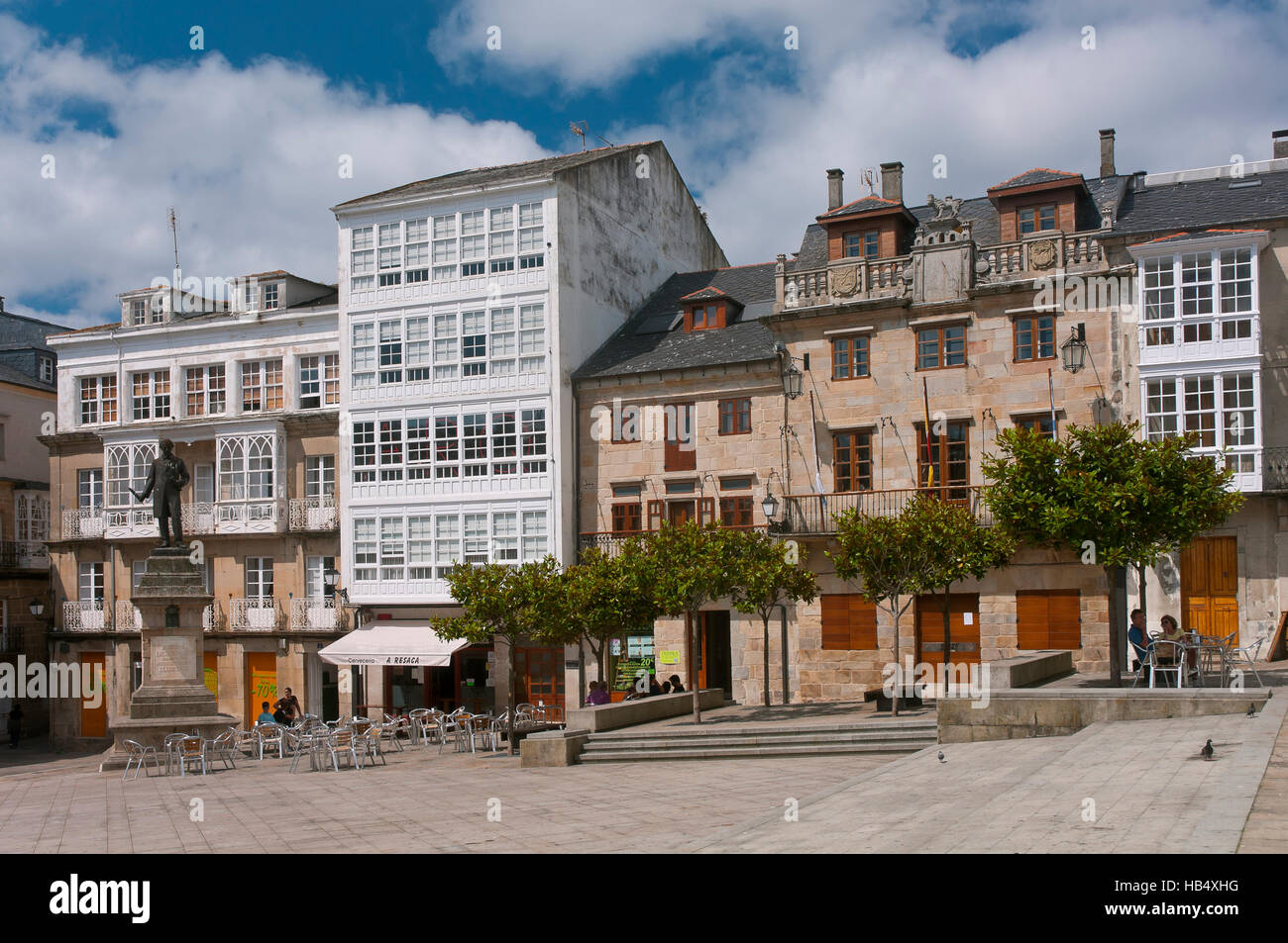 Main square and town hall, Viveiro, Lugo province, Region of Galicia, Spain, Europe Stock Photo