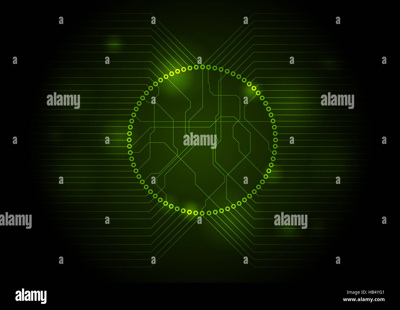 Dark green tech circuit board background Stock Photo