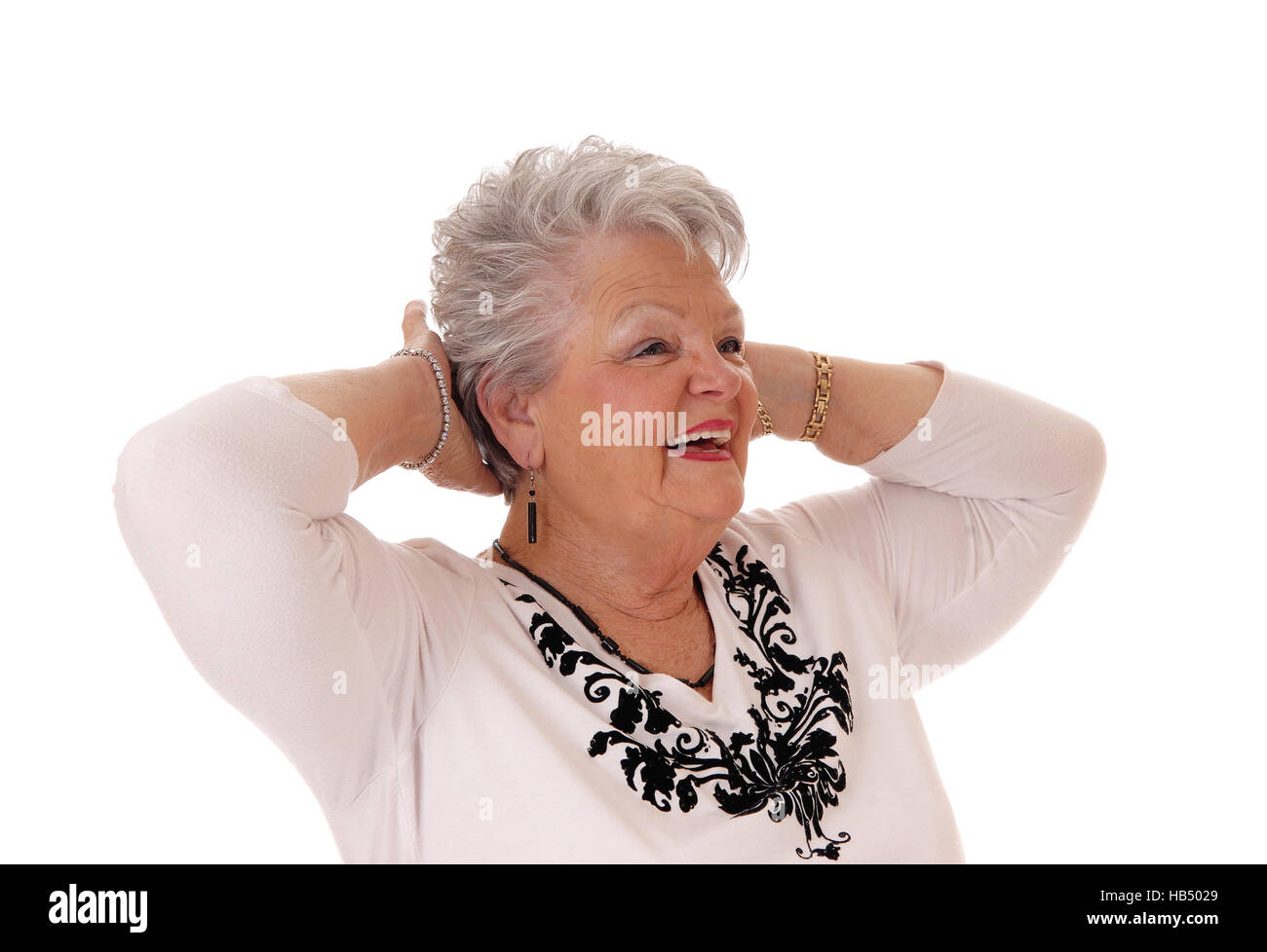 Old woman head in hands hi-res stock photography and images - Alamy