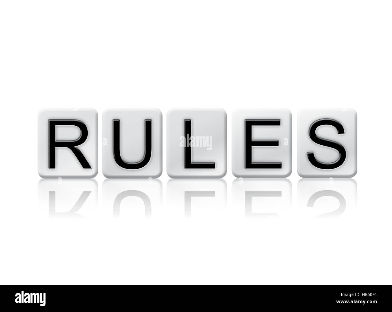 The word "Rules" written in tile letters isolated on a white background Stock Photo Alamy