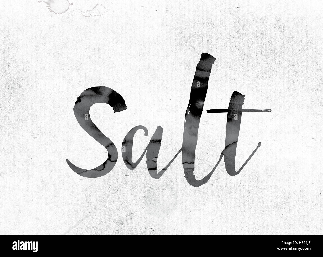 The word "Salt" concept and theme painted in watercolor ink on a white