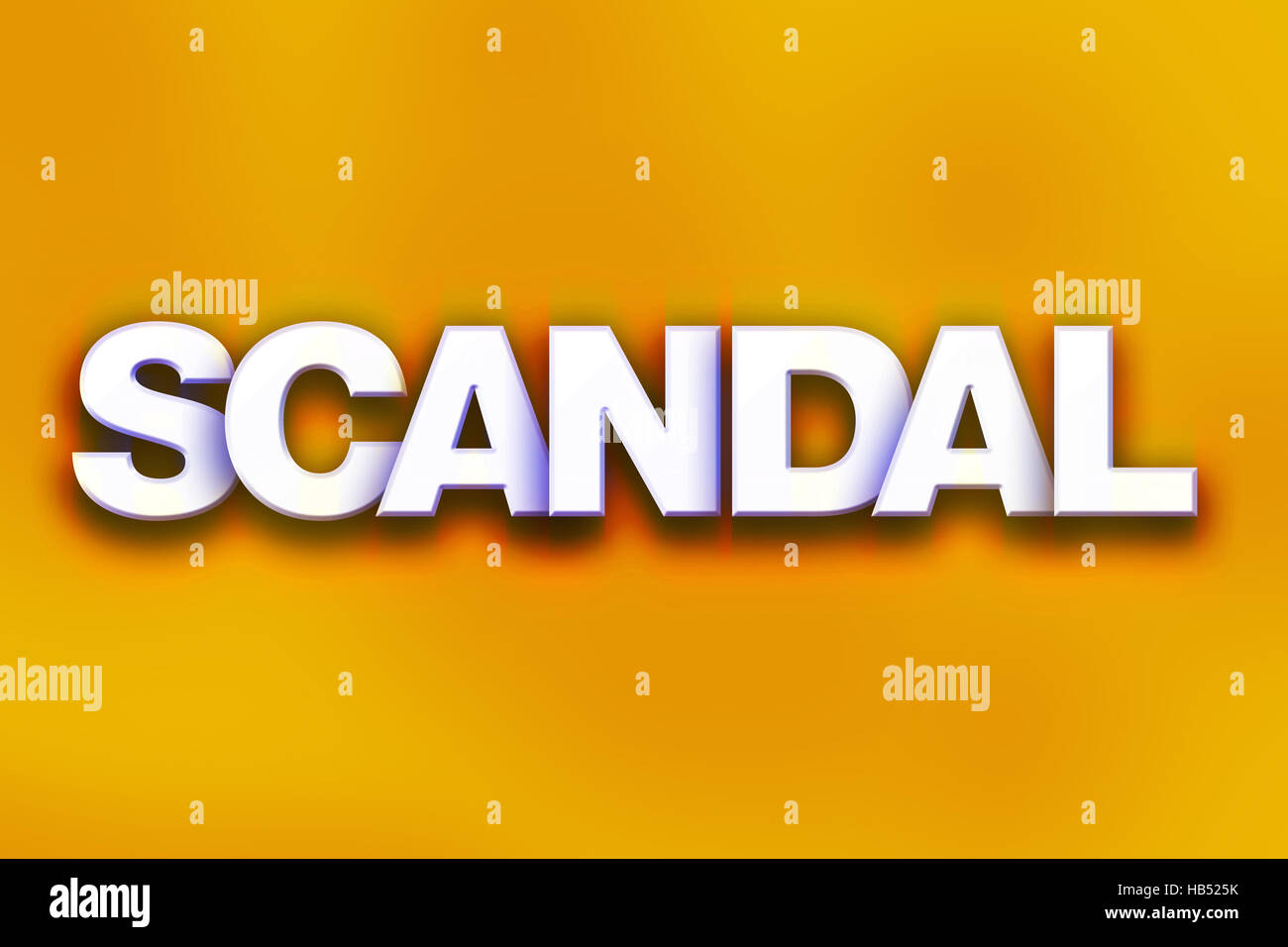 The word "Scandal" written in white 3D letters on a colorful background