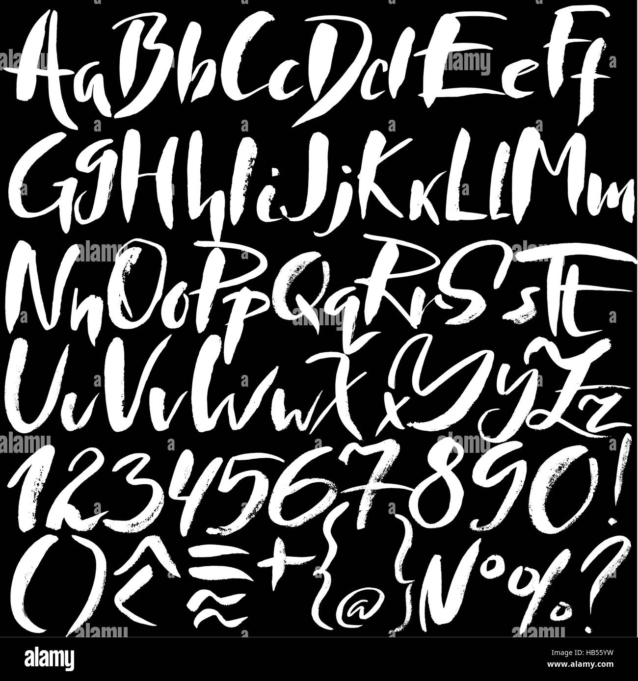 Hand drawn font made by dry brush strokes. Grunge style alphabet Stock ...
