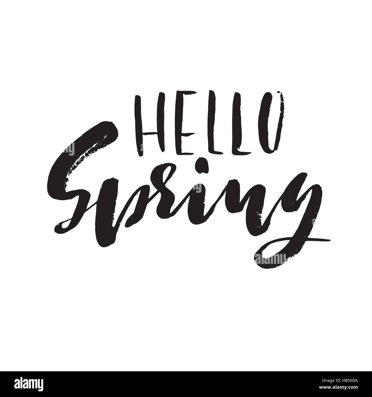 Hand lettered style spring design on a white background. Hello spring ...