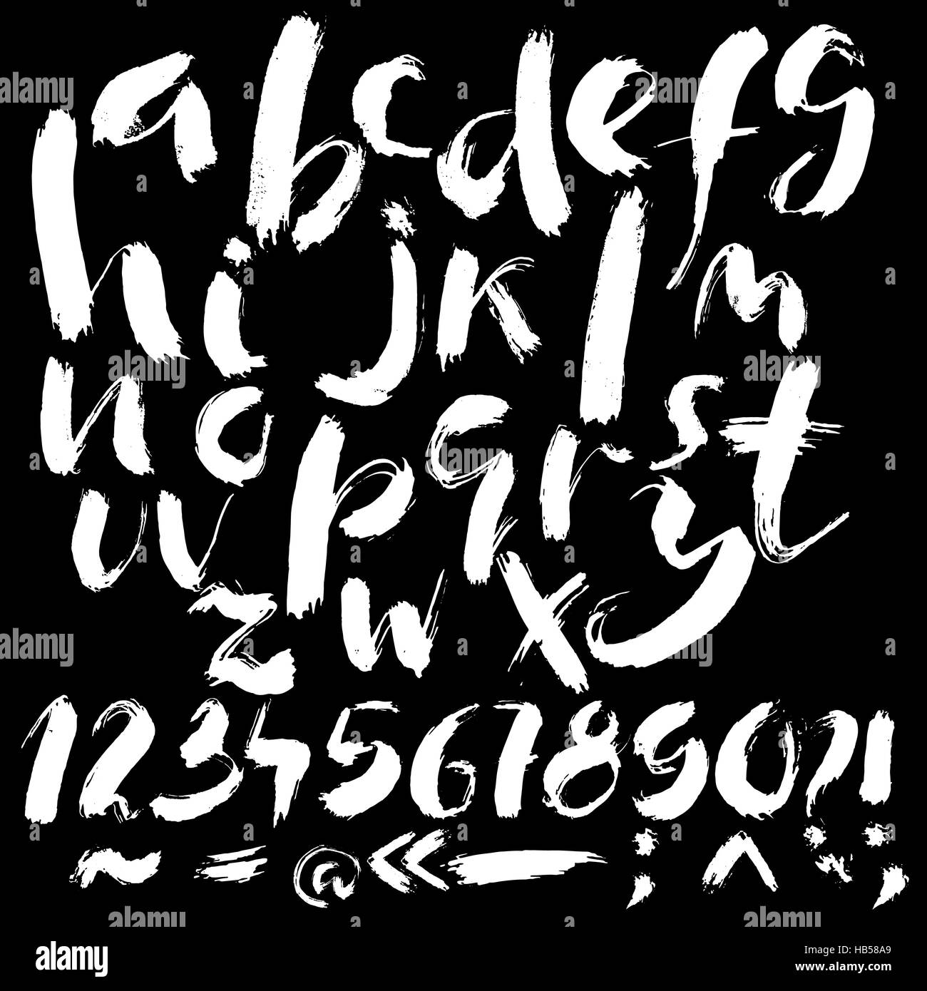 Hand drawn font made by dry brush strokes. Grunge style alphabet Stock ...