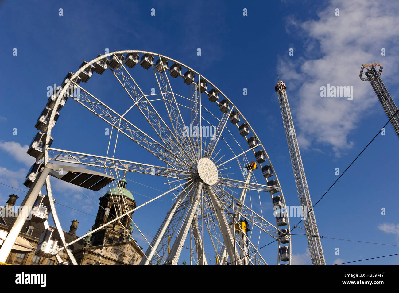 A Ferris big wheel in an amusement Square in Amsterdam, Holland