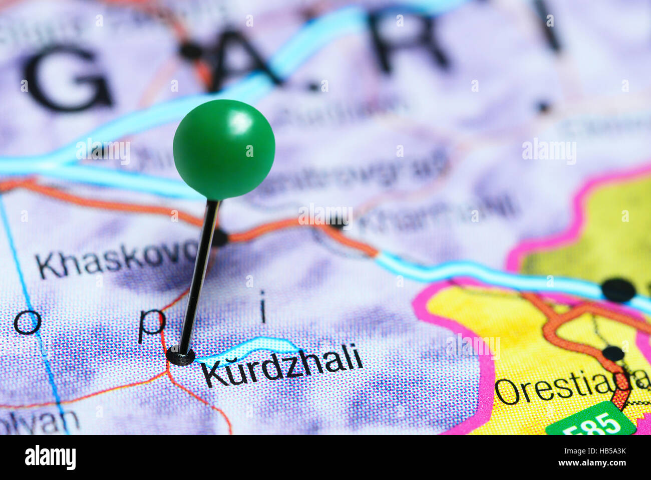 Kardzhali pinned on a map of Bulgaria Stock Photo - Alamy