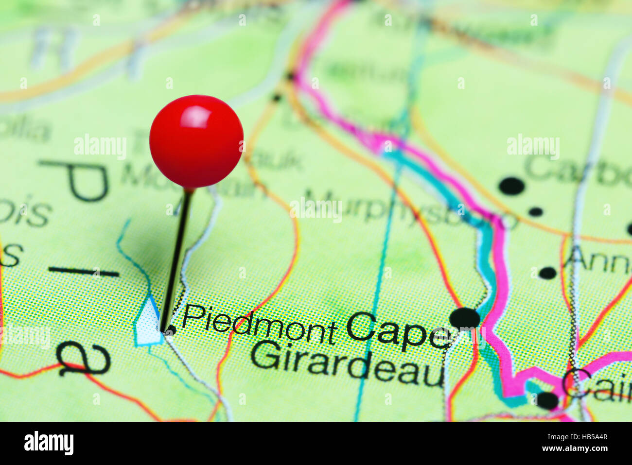 Piedmont pinned on a map of Missouri, USA Stock Photo Alamy