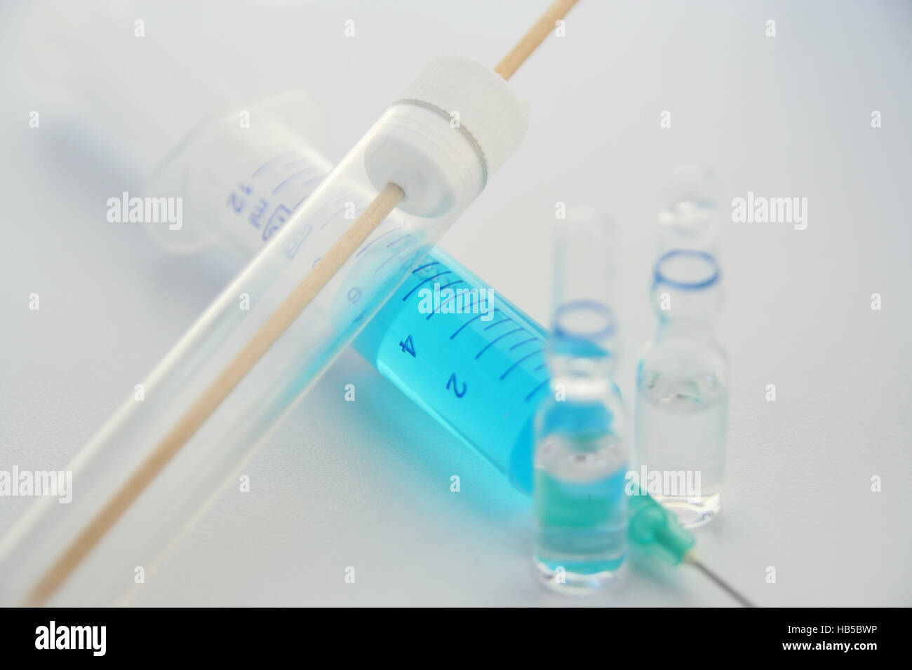 Syringe and ampule. Medical tools. Stock Photo