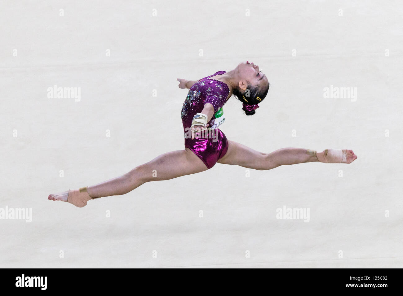 Rio de Janeiro, Brazil. 9 August 2016.  Chunsong Shang (CHN) performs the floor exercise dring team competition at the 2016 Olympic Summer Games. ©Pau Stock Photo