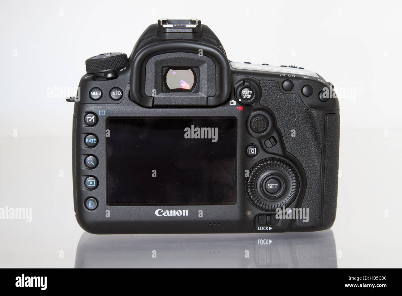 Canon 5D Mark IV. 30 mpx camera body  from backon a white  background Stock Photo