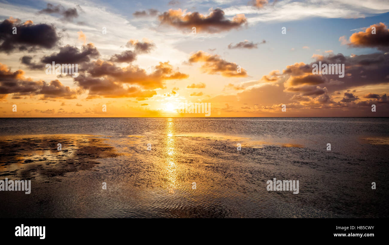 Tropical sunset over the Gulf of Mexico in the Florida Keys Stock Photo
