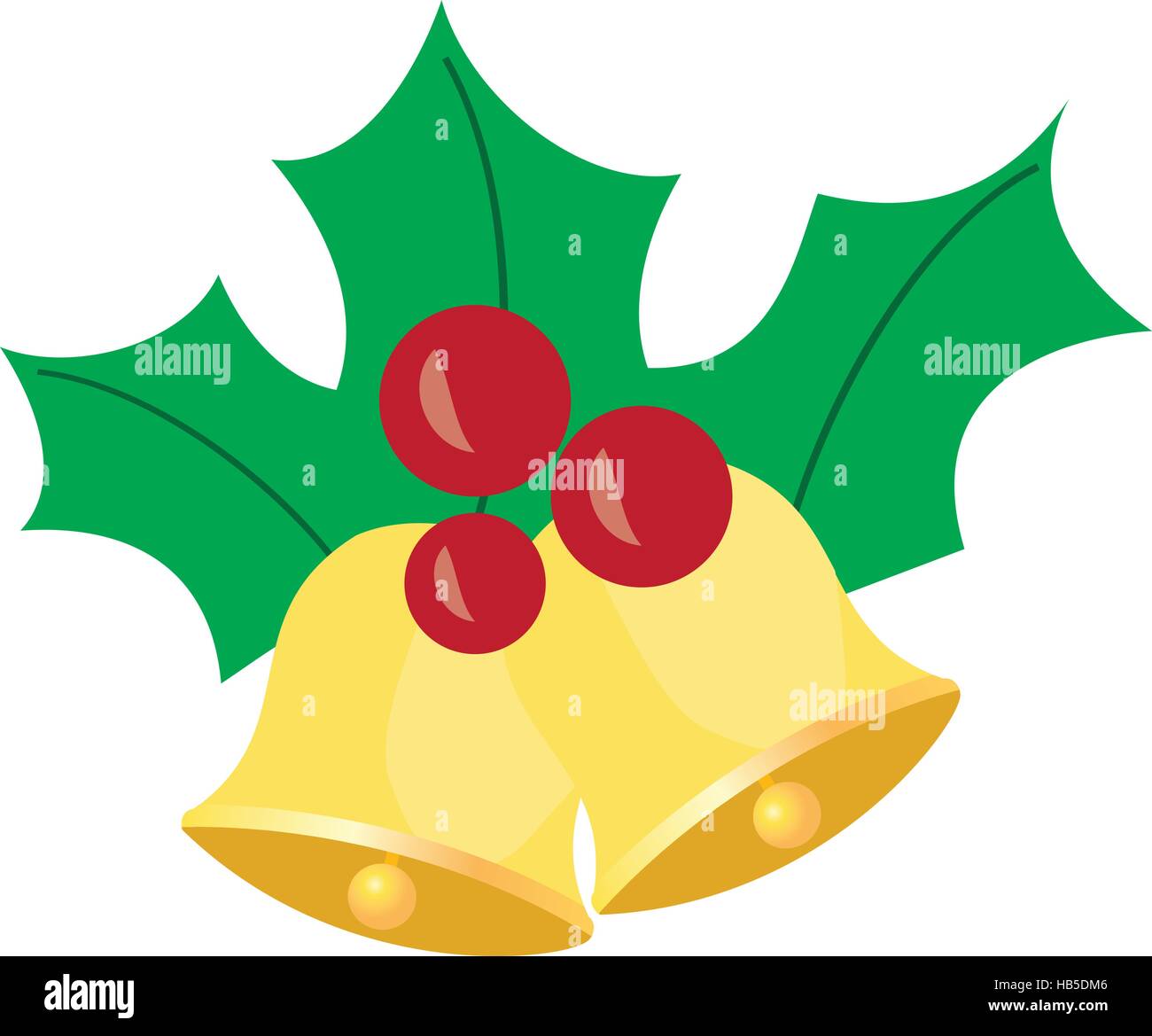 vector illustration of Christmas bells with holly leaves Stock Vector ...