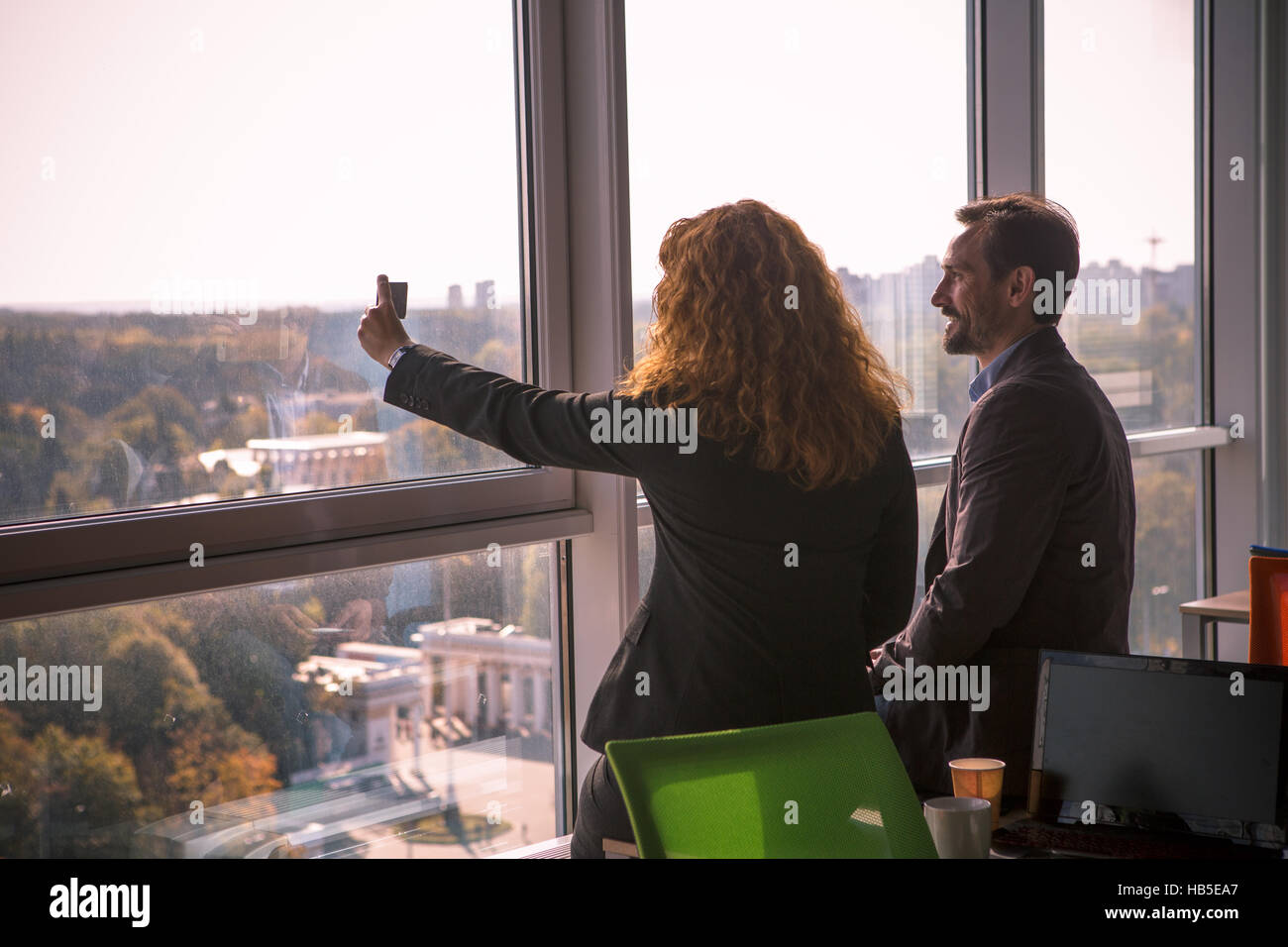 Business people resting after hard working day Stock Photo