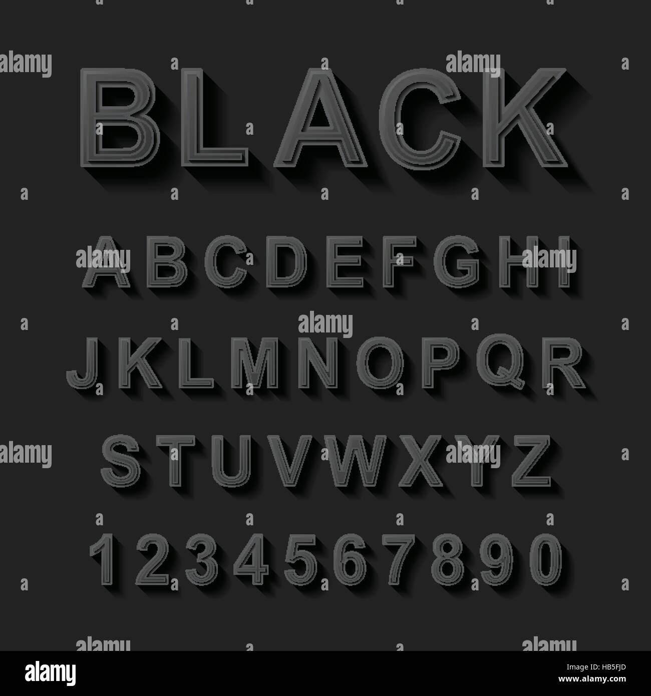 Black Font Design Set Over Black Background Stock Vector Image Art 
