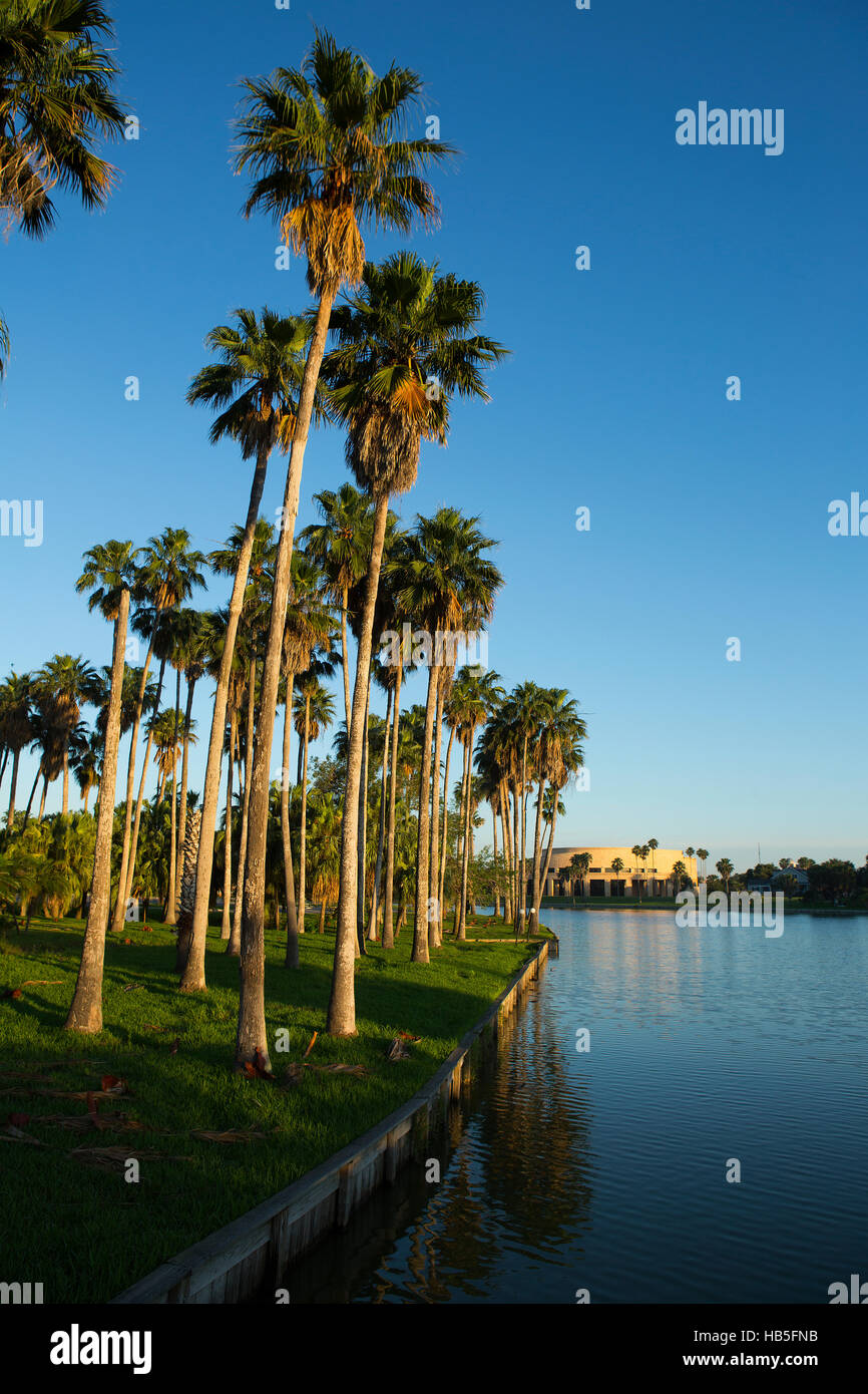 Fort Brown Resaca in Brownsville, Texas on the Texas/Mexico border. Resacas are oxbow lakes created from the Rio Grande River. Stock Photo