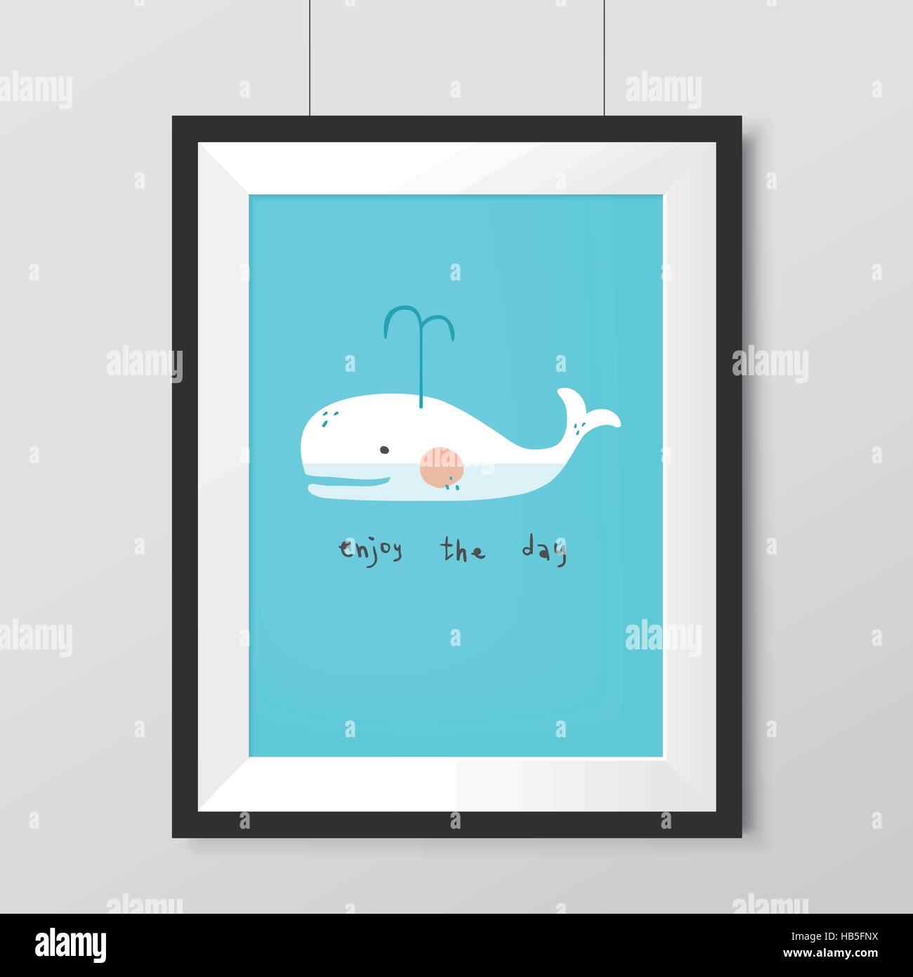 adorable painting with lovely whale hanging on the wall Stock Vector ...