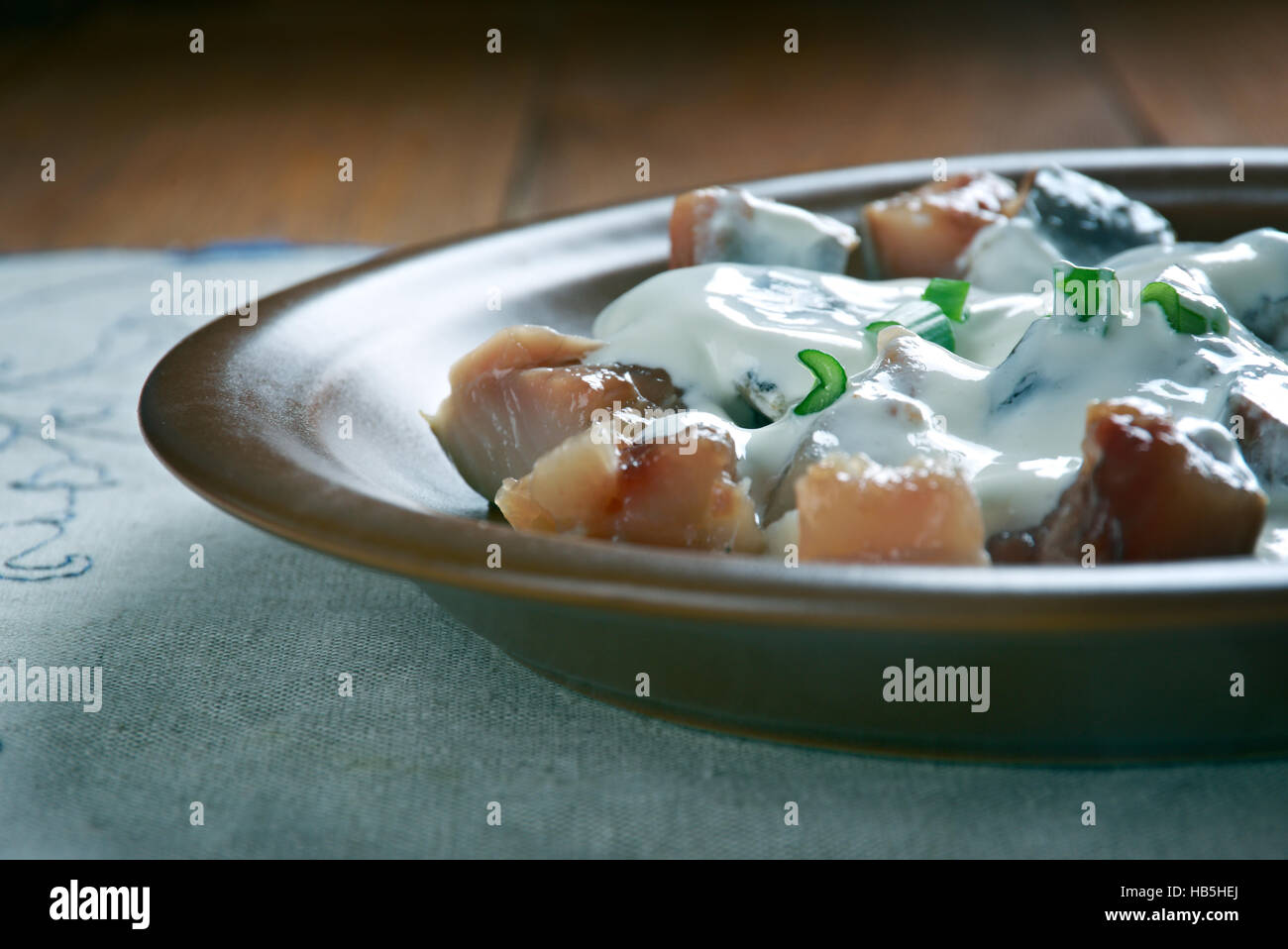 Estonian herring in sour cream Stock Photo Alamy