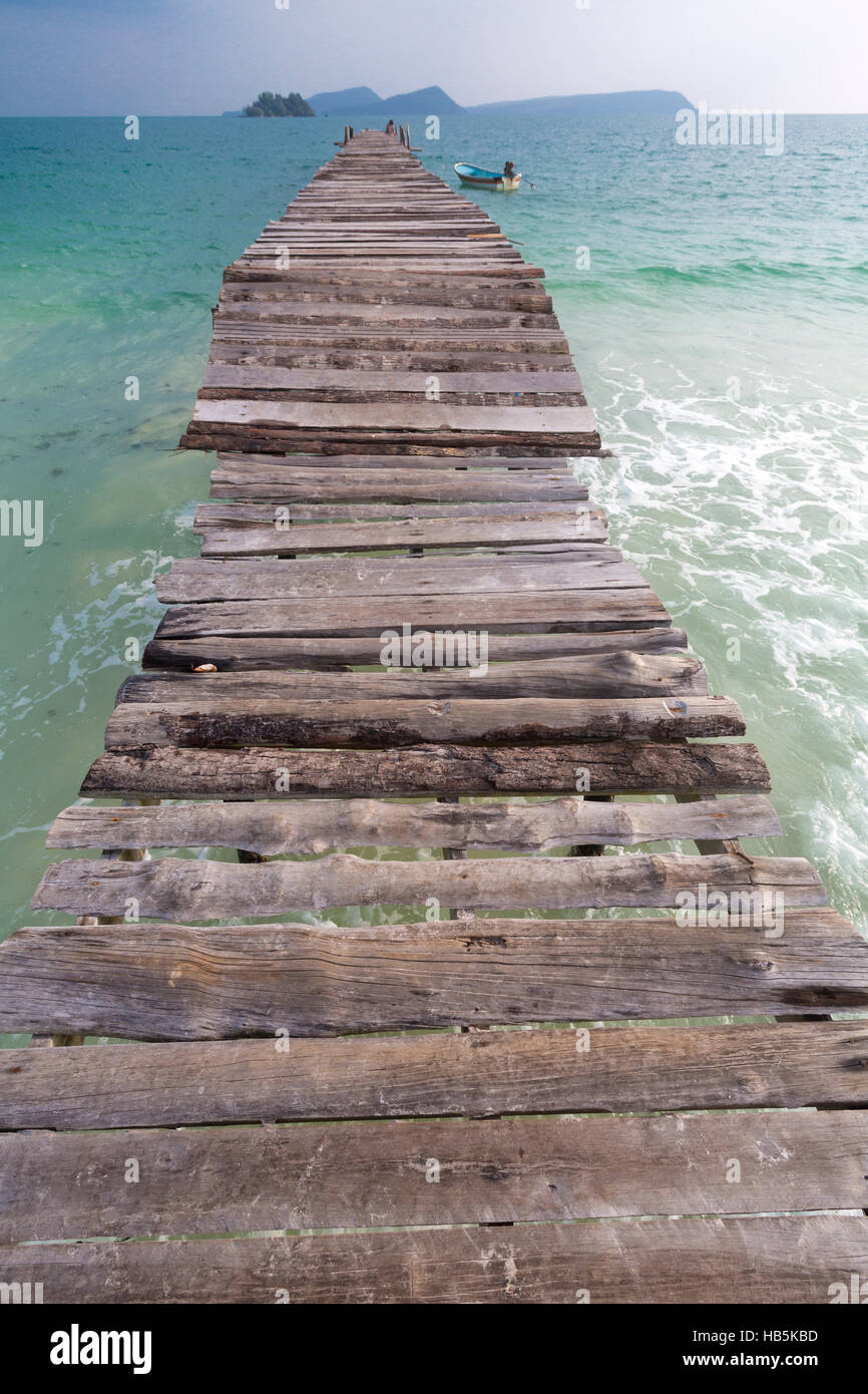 Wooden pier at Koh Rong island, Cambodia, South East Asia Stock Photo -  Alamy