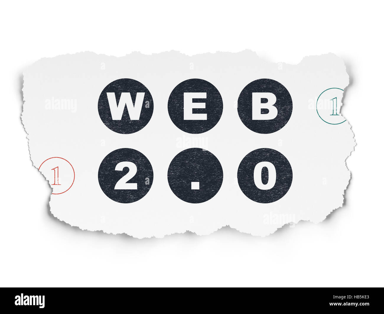 Web development concept: Web 2.0 on Torn Paper background Stock Photo
