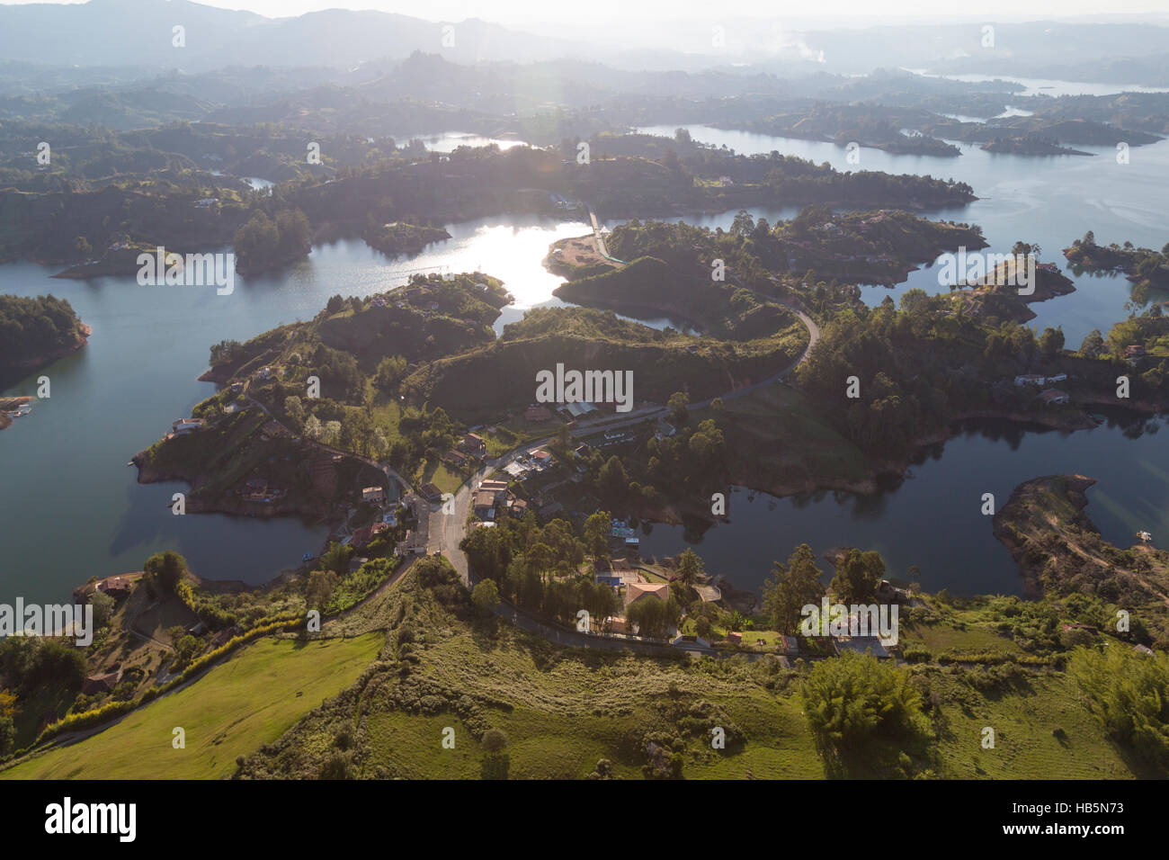 Lakes and islands at Guatape in Antioquia, Colombia Stock Photo