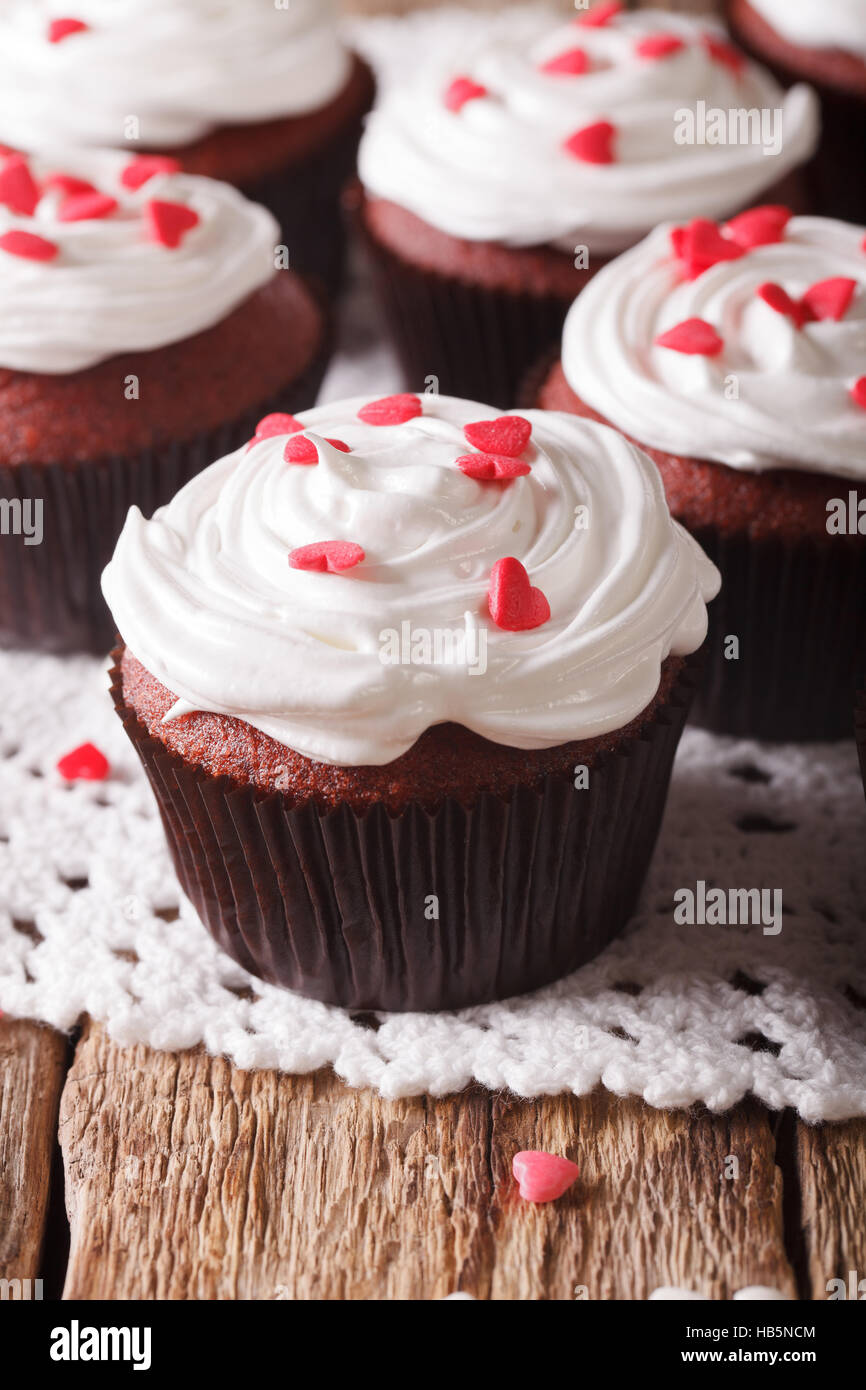 Red Velvet Cupcakes with Edible Glitter Chocolate Hearts