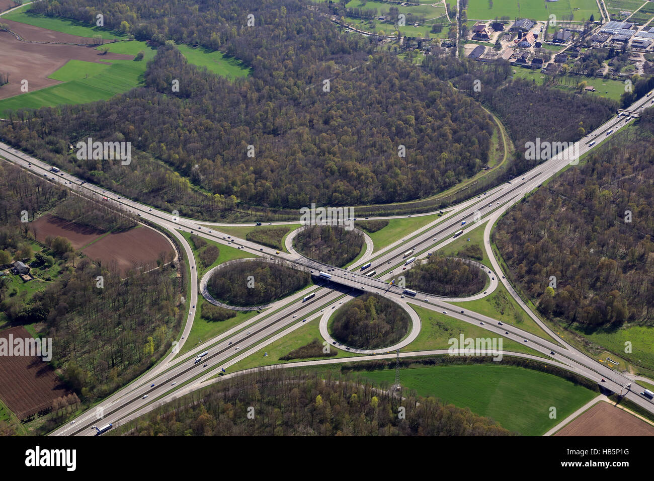 Clover-leaf of the motorway A5 at Freiburg Stock Photo