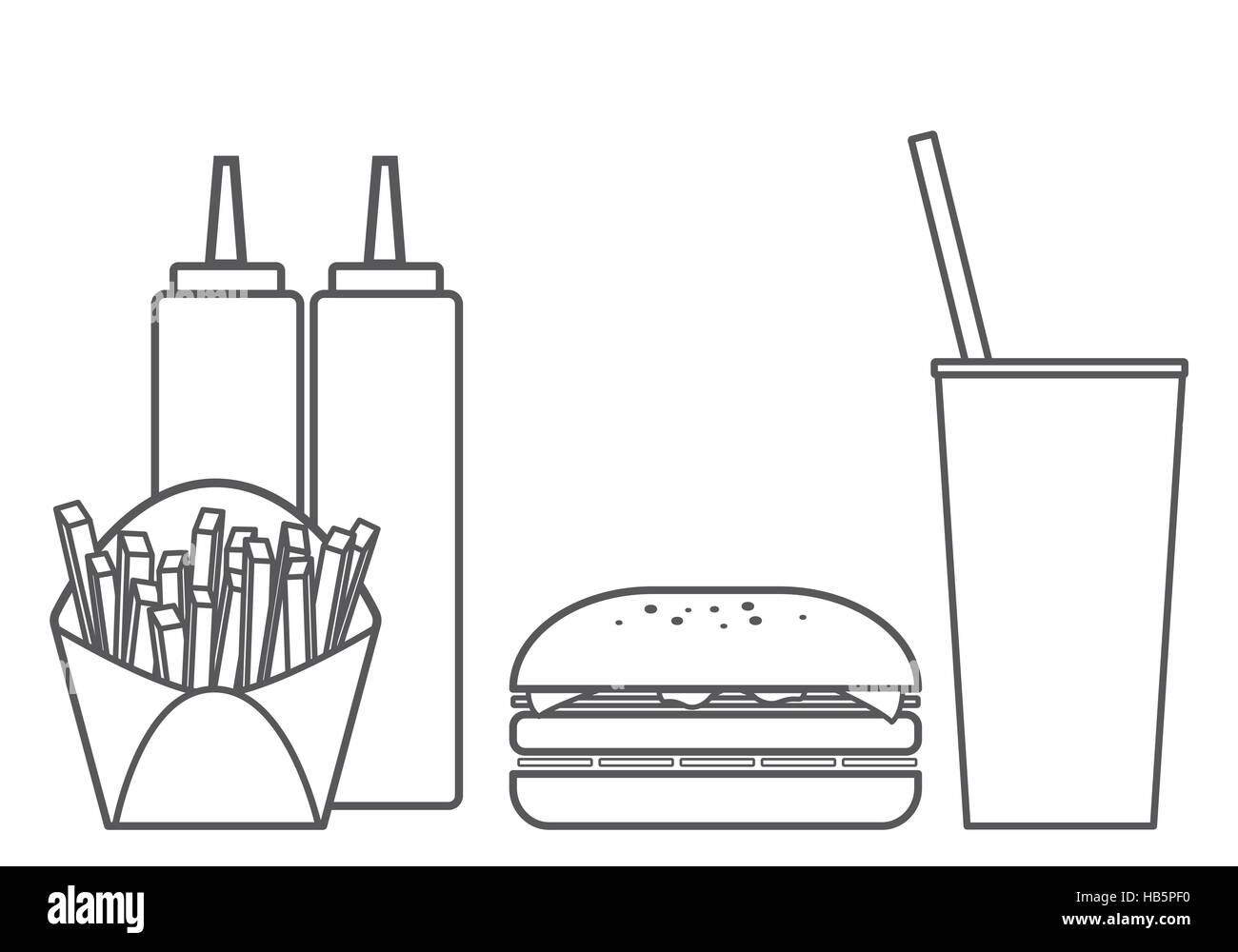 Fast Food Hamburger Vector Set Stock Photo
