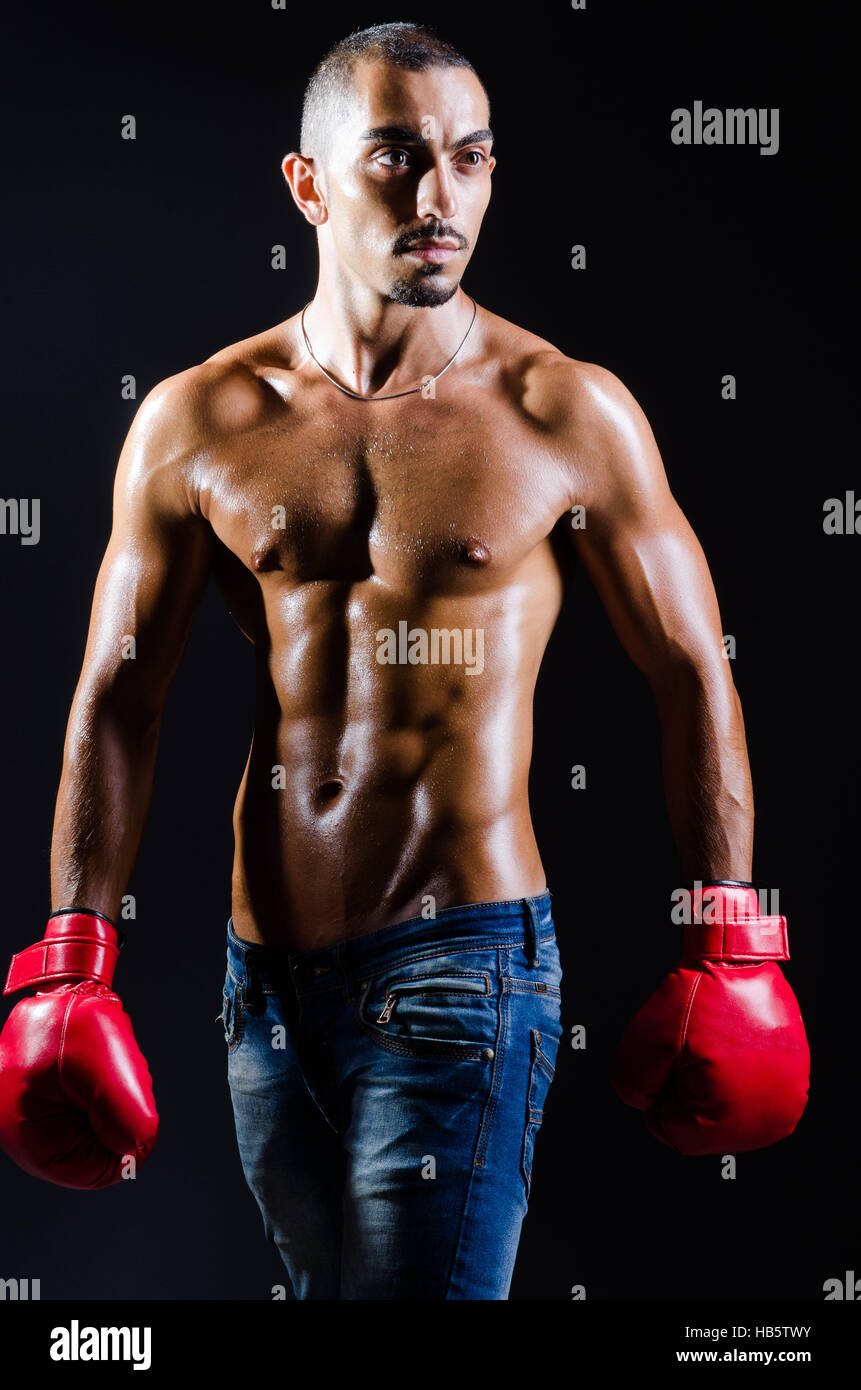 Ripped boxer in sports concept Stock Photo Alamy