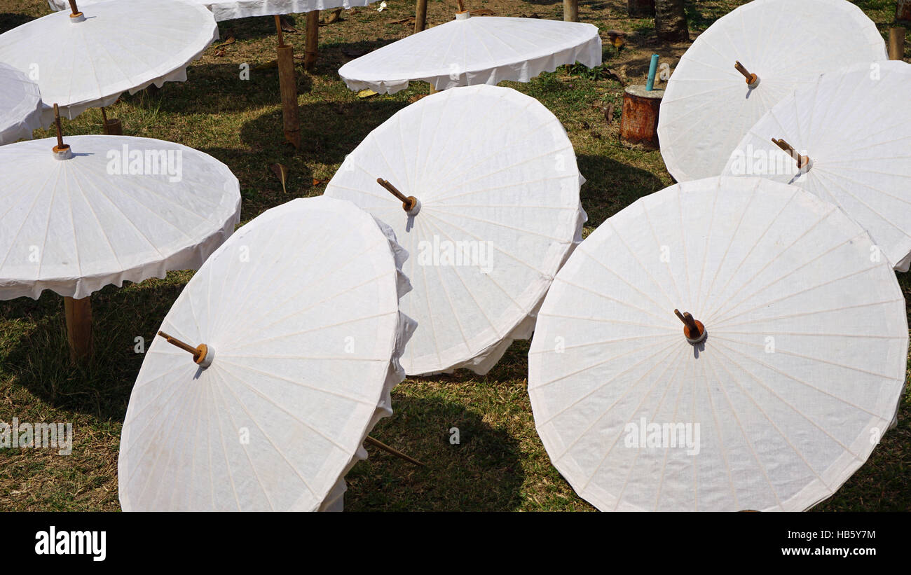 paper umbrella manufacture Stock Photo