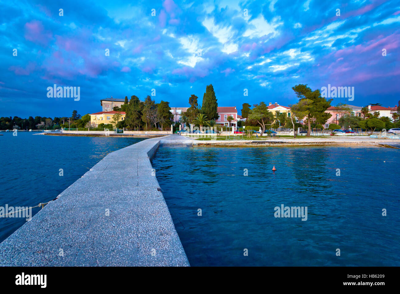Zadar coast blue evening view Stock Photo