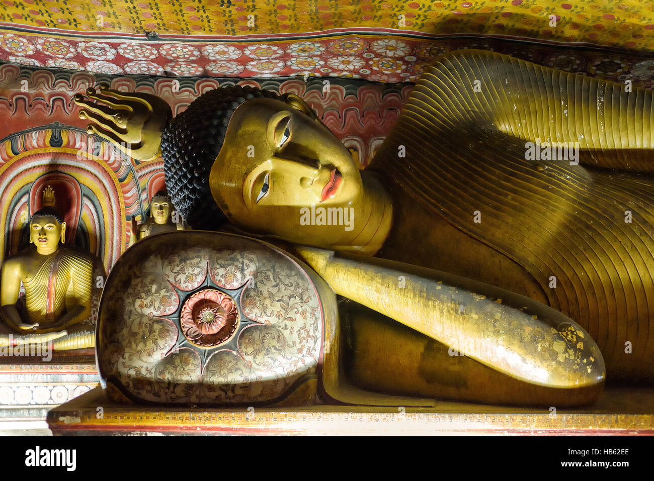Buddhas in the cave of Dambulla Stock Photo