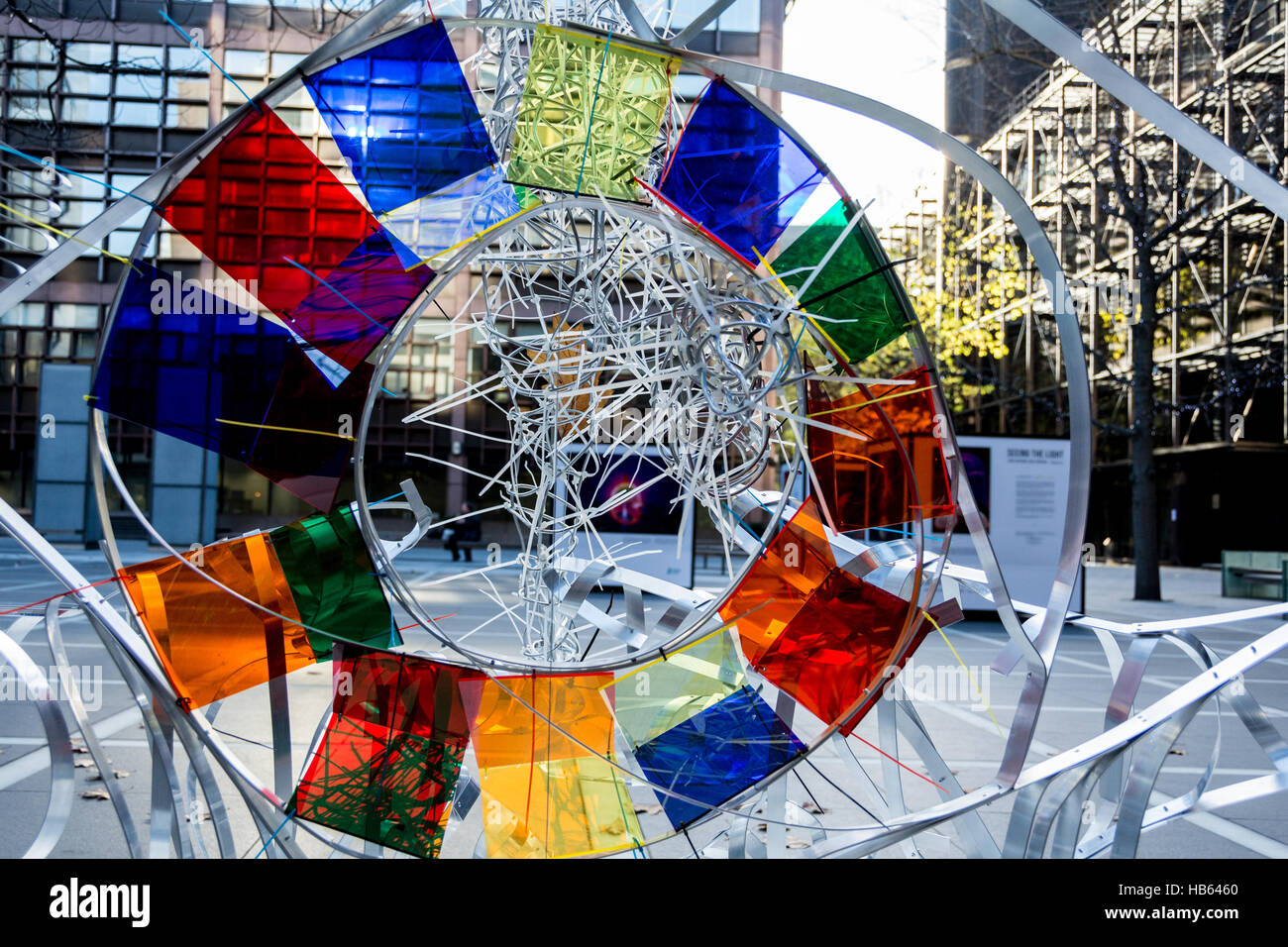 A primary school's art installation in Broadgate, London, UK Stock