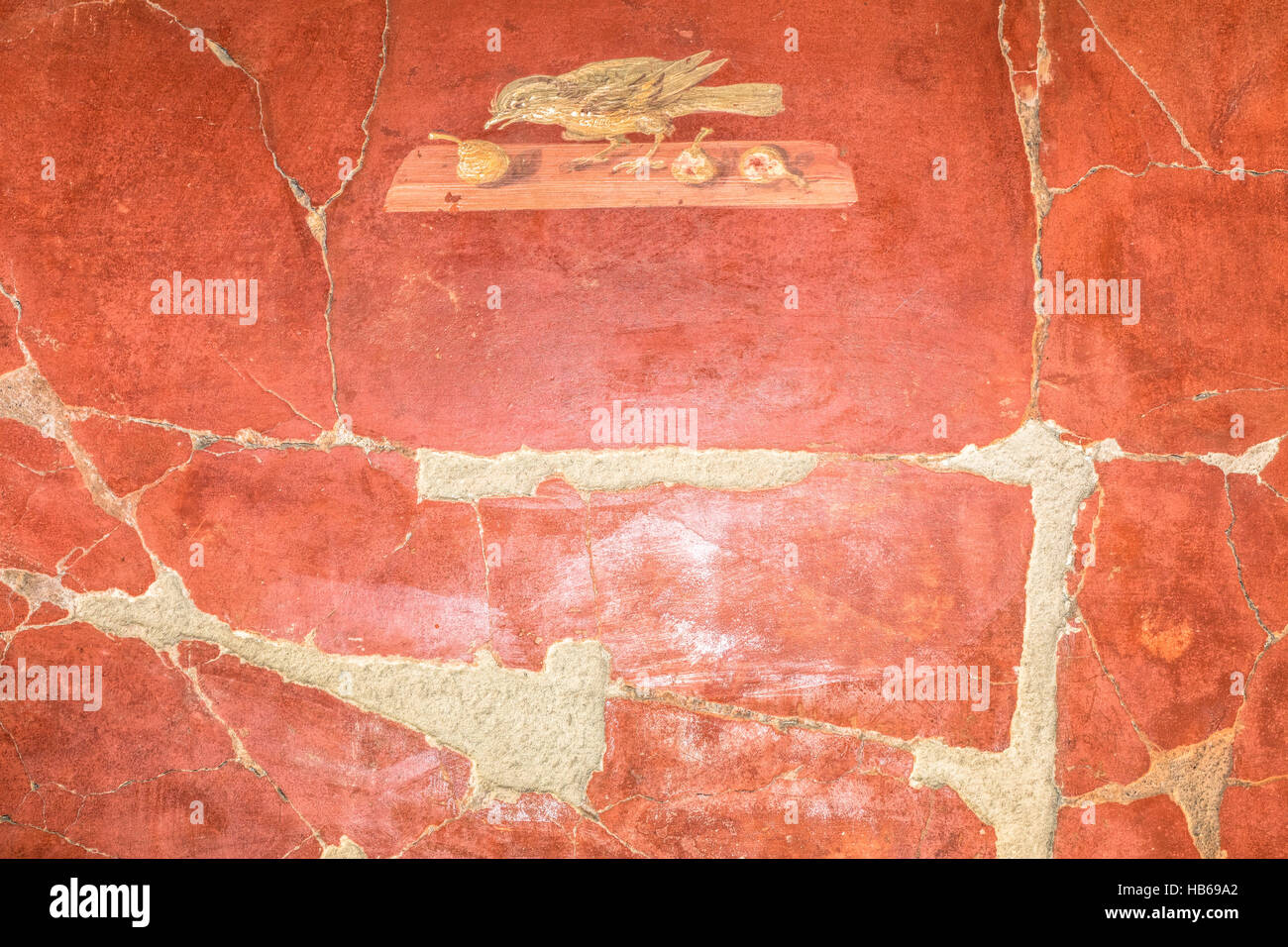 detail of red pompeian fresco Stock Photo - Alamy