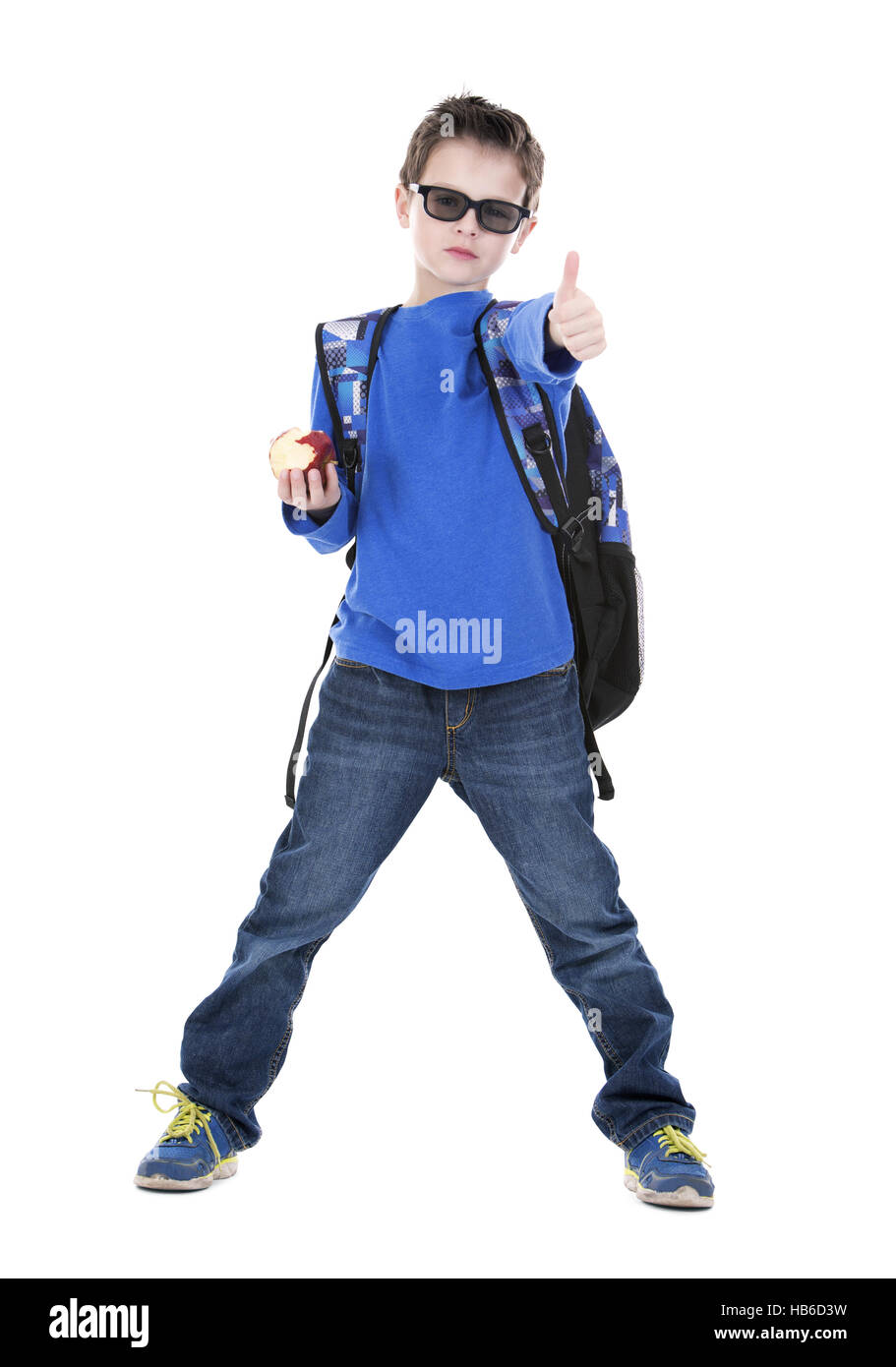 boy wearing back pack Stock Photo