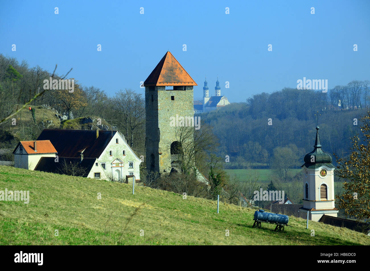 ruin, tower, castle, swabian alb, germany Stock Photo