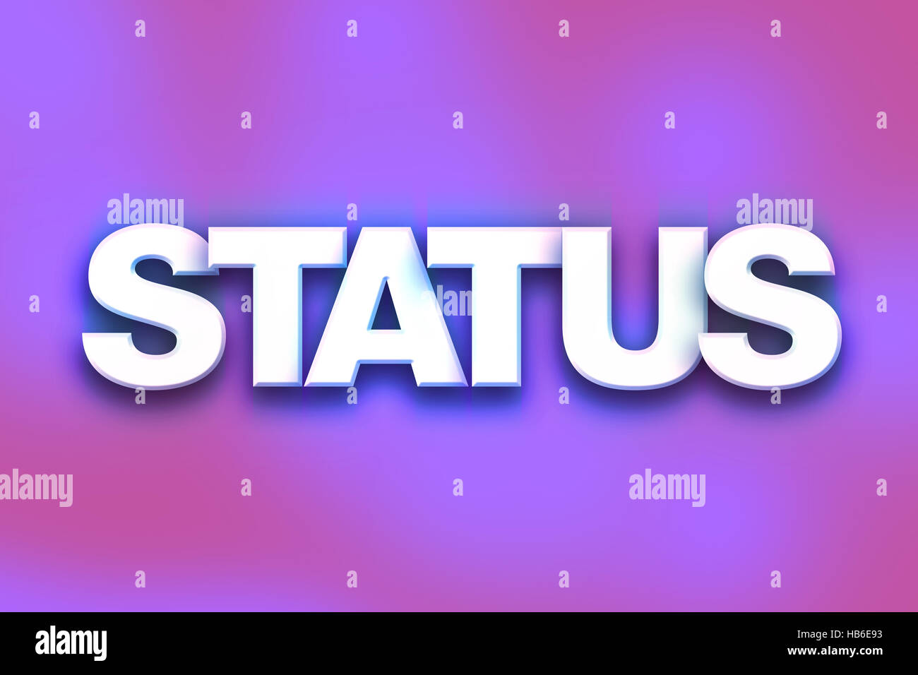 The word "Status" written in white 3D letters on a colorful background
