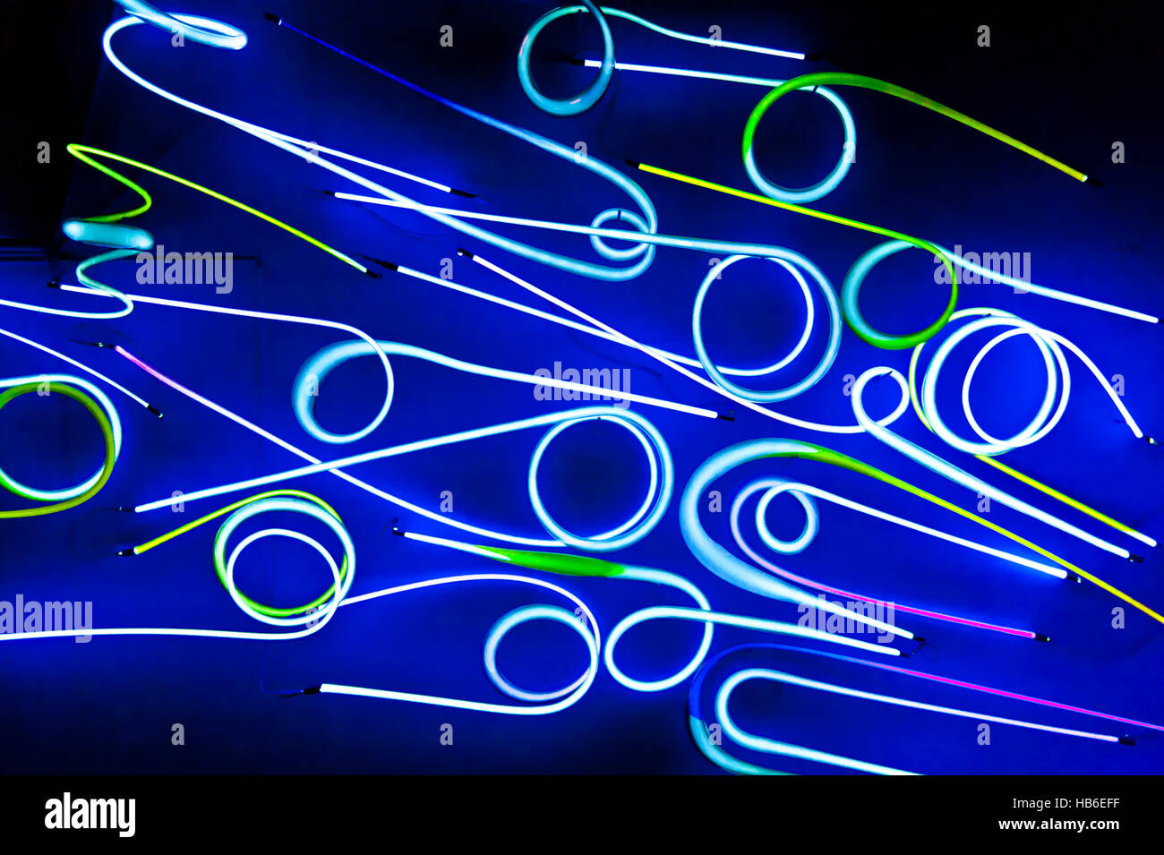 Abstract neon light in different colors Stock Photo