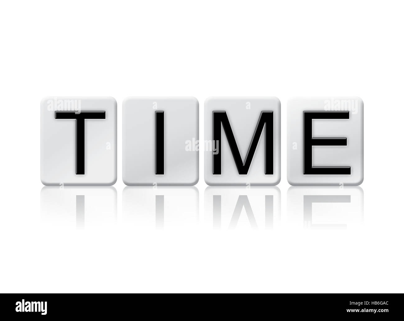 The word "Time" written in tile letters isolated on a white background
