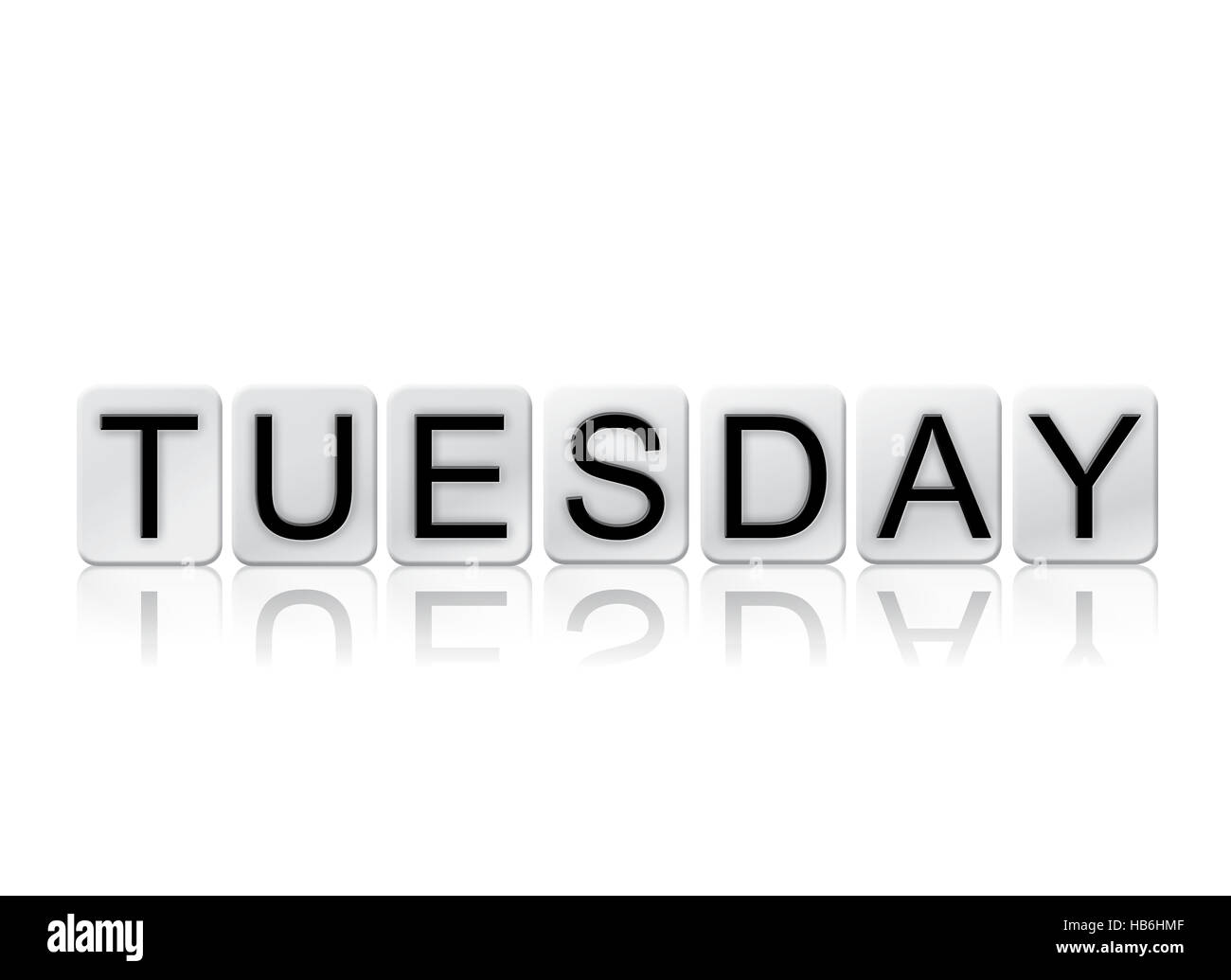 The Word Tuesday Written In Tile Letters Isolated On A White