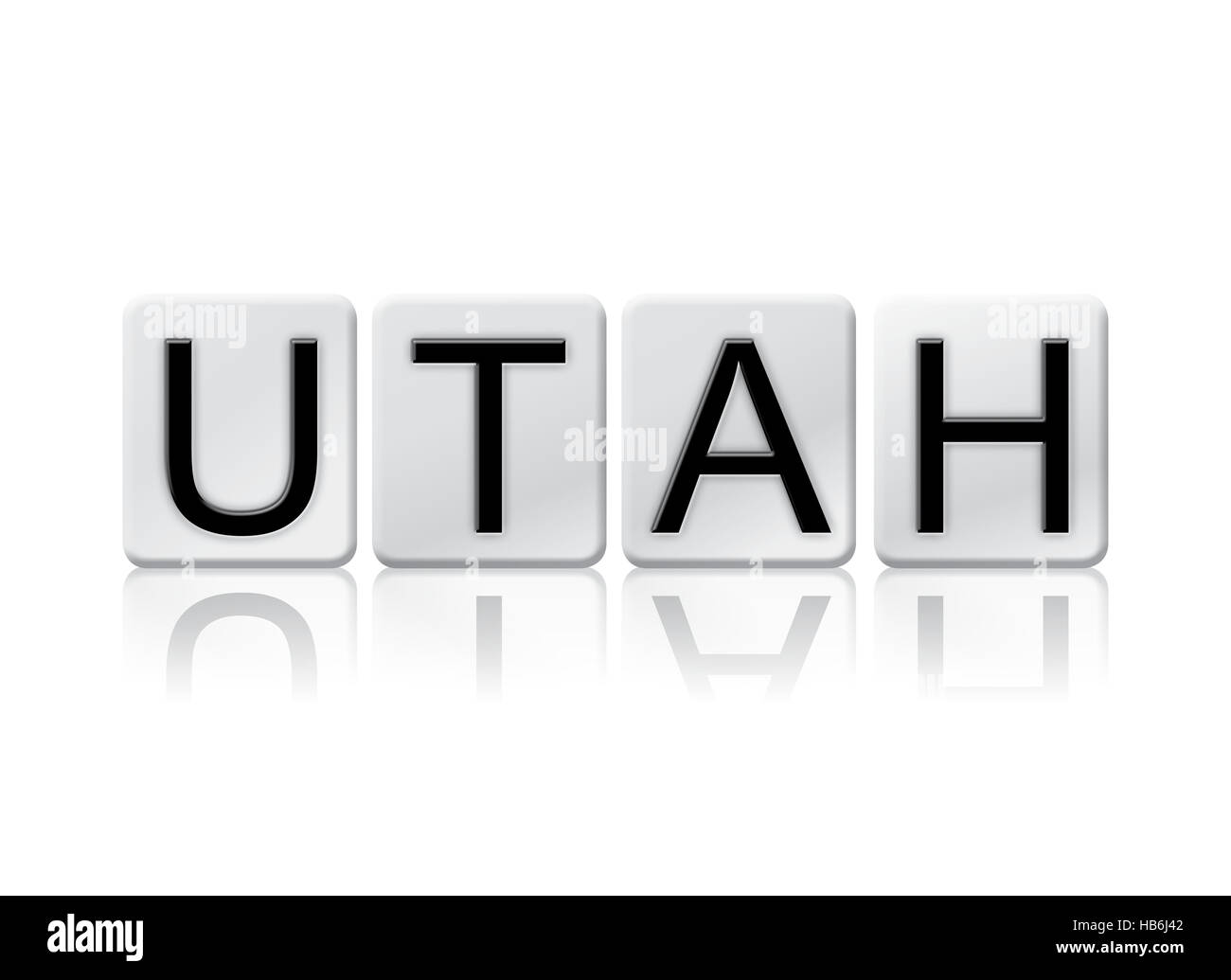 The word "Utah" written in tile letters isolated on a white background