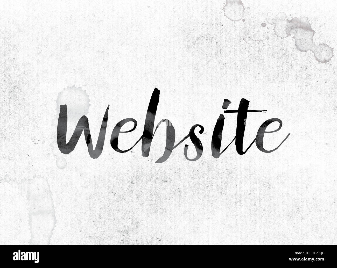 The word website concept and theme painted in watercolor ink on a white paper stock photo alamy