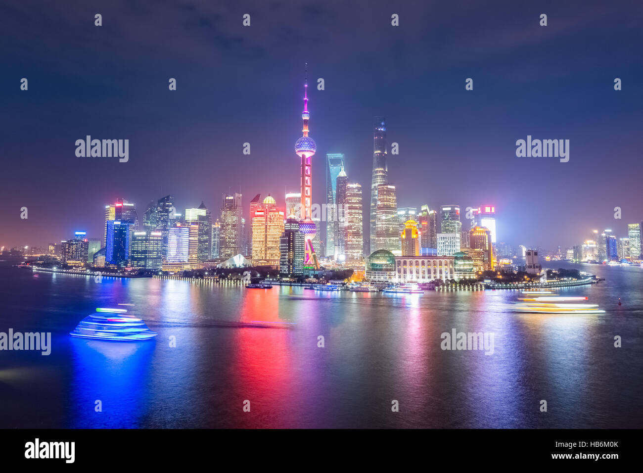 beautiful shanghai skyline at night Stock Photo