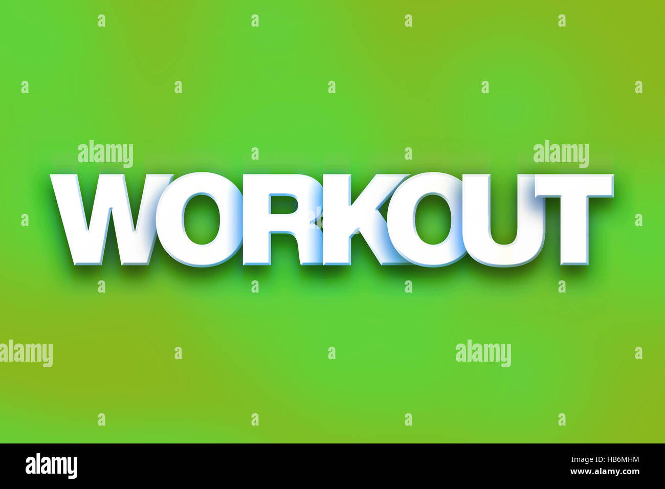 The word "Workout" written in white 3D letters on a colorful background