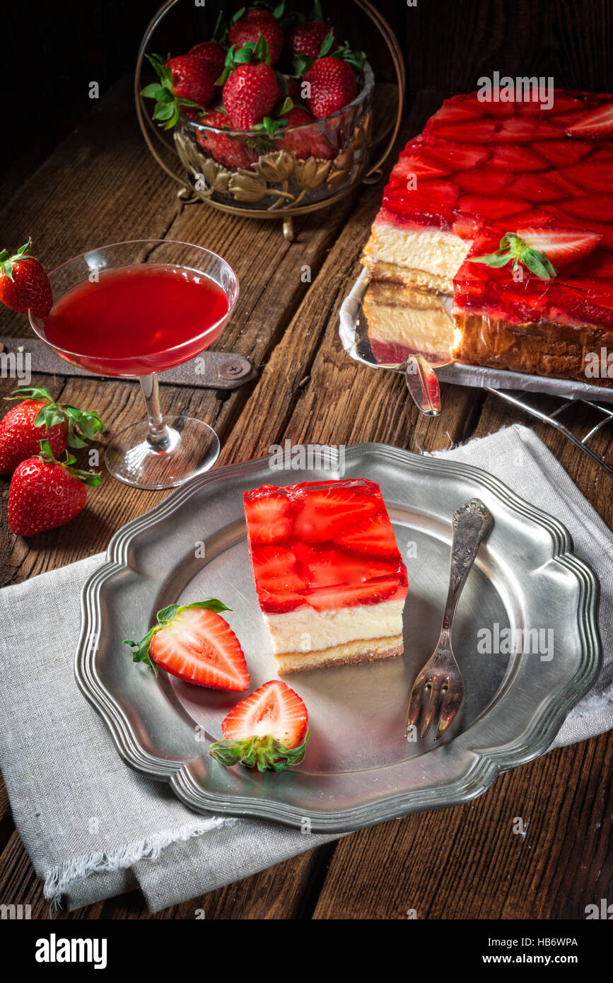 Strawberry Cheese Cake Stock Photo