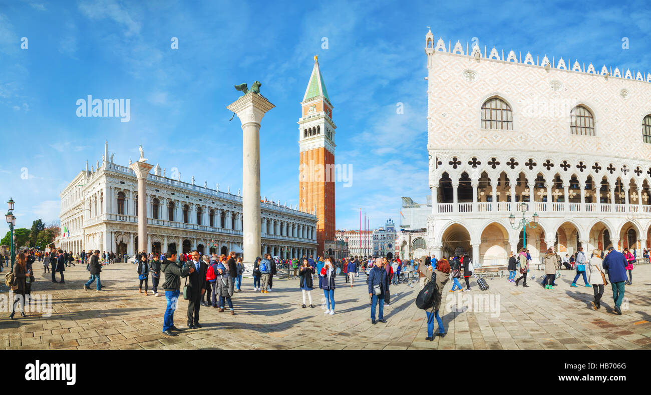 San Marco square with tourists in Venice Stock Photo