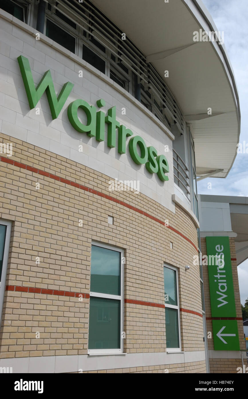 The store front of the Waitrose supermarket at Cowes on the Isle of Wight Stock Photo