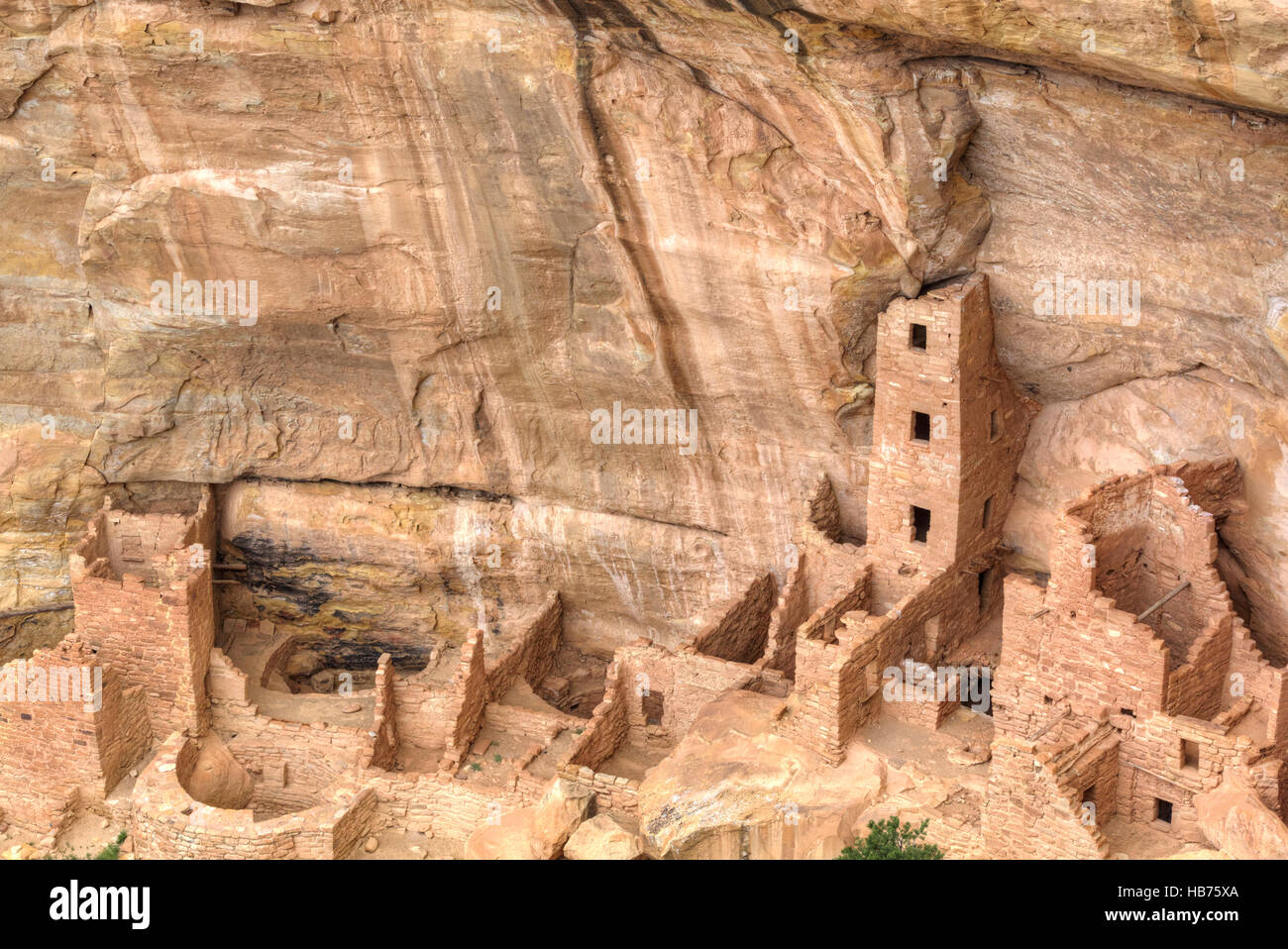 Anasazi Ruins, Square Tower House, Mesa Verde National Park, UNESCO World Heritage Site, 600 A.D. - 1,300 A.D., Colorado, USA Stock Photo